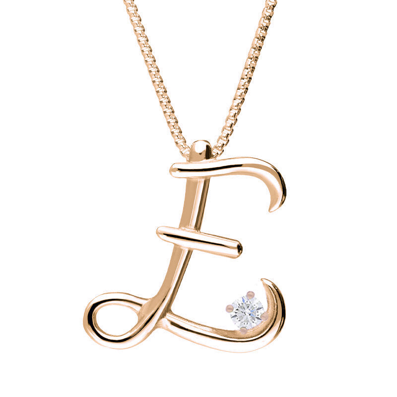 Love Letters 9ct Rose Gold Diamond Initial E Necklace