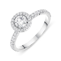 18ct White Gold 0.73ct Brilliant Cut Diamond Halo Ring BLC-074