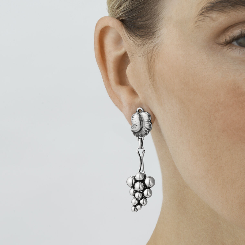 Georg Jensen Moonlight Grapes Sterling Silver Long Clip On
