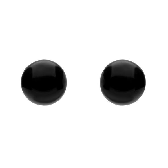 Yellow Gold Whitby Jet 8mm Ball Stud Earrings