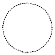 00109577 Rhodium Plate Whitby Jet 4mm Bead Chain Link Necklace, N952_18.
