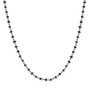 00117724 Rhodium Plate  Whitby Jet 4mm Bead Chain Link Necklace, N952_24.