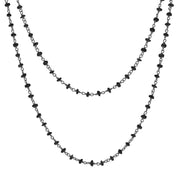 00109582 Rhodium Plate Whitby Jet 4mm Bead Chain Link Necklace, N952_30.