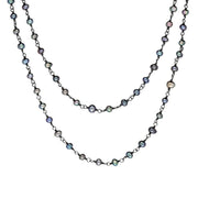 00117739 Sterling Silver Black Pearl Bead Chain Link Necklace, N952_30B.