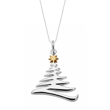 Christmas Collection Silver Large Zig Zag Christmas Tree Necklace P2792C