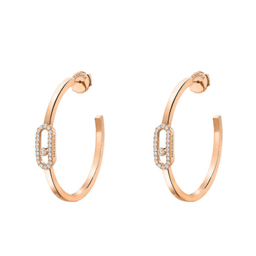 Messika Move Uno 18ct Rose Gold Diamond Small Hoop Earrings 12485/RG