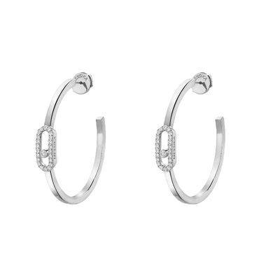 Messika Move Uno 18ct White Gold Diamond Small Hoop Earrings 12485/WG