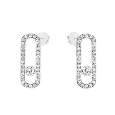 Messika Move Uno Pave-Set 18ct White Gold Diamond Earrings