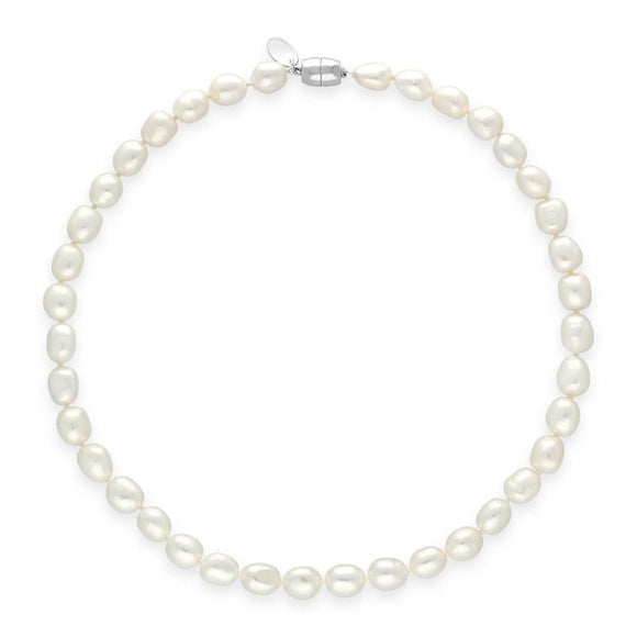00180624 White Baroque Pearl 8mm Bead Necklace, N1121_16.