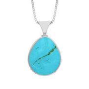 Sterling Silver Whitby Jet Turquoise Hallmark Double Sided Pear-shaped Necklace, P148_FH