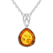 Sterling Silver Amber Small Pear Necklace, P2757.