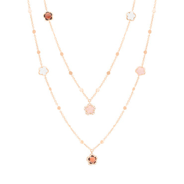 Pasquale Bruni Figlia Dei Fiori 18ct Rose Gold Multicoloured Gemstone Diamond Flower Necklace