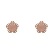 Pasquale Bruni Figlia Dei Fiori 18ct Rose Gold Chalcedony Diamond Flower Stud Earrings