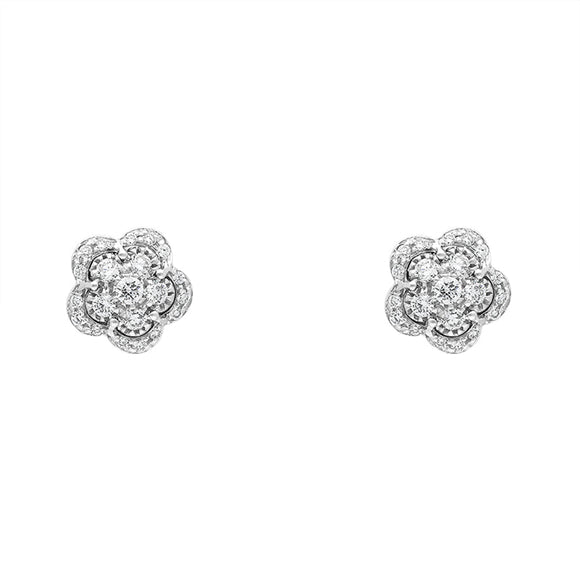 Pasquale Bruni Figlia Dei Fiori 18ct White Gold 0.33ct Diamond Flower Stud Earrings