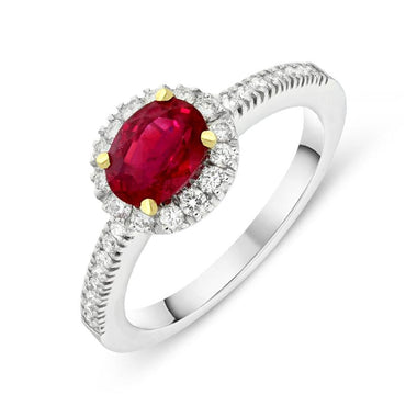 Picchiotti 18ct Gold 1.06ct Ruby 0.29ct Diamond Oval Cluster Ring R613