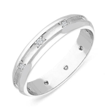 Platinum Diamond Satin Finish Concave Wedding Ring CGN-558