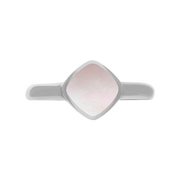 Sterling Silver Pink Mother of Pearl Cushion Ring, R406.