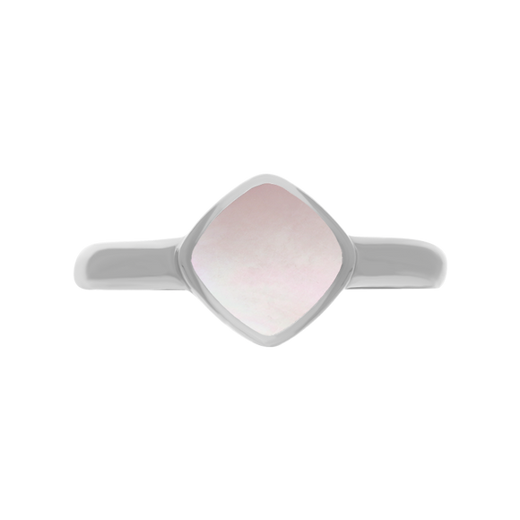 Sterling Silver Pink Mother of Pearl Cushion Ring, R406.