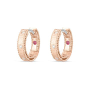 Roberto Coin Princess 18ct Rose Gold Diamond Hoop Earrings ADR777EA1226 R