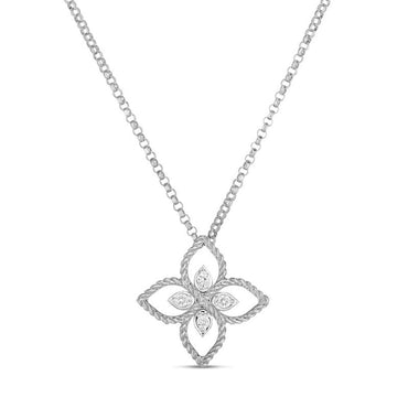 Roberto Coin Princess Flower 18ct White Gold Diamond Necklace
