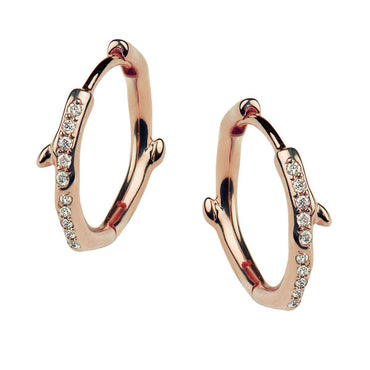 Shaun Leane Cherry Blossom Rose Gold Vermeil 0.12ct Diamond Hoop Earrings, CB019.RVWHEOS.