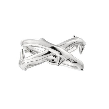 Shaun Leane Rose Thorn Sterling Silver Wide Ring, RT002.SSNARZ.