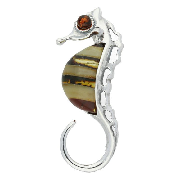 Sterling Silver Amber Medium Seahorse Necklace P2484