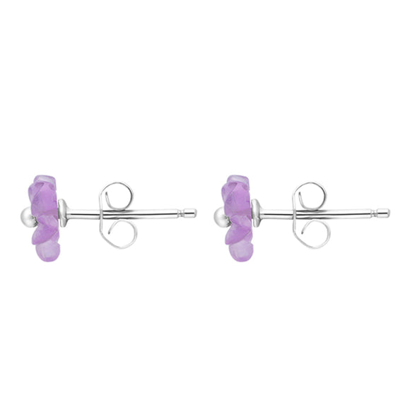 Sterling Silver Amethyst Tuberose 8mm Desert Rose Stud Earrings