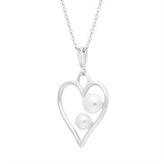 Sterling Silver Pearl Heart Necklace. P2527.