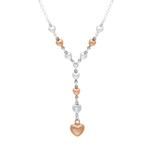 Sterling Silver Rose Gold Plated Heart Drop Necklace D N579