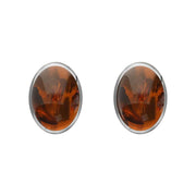 Sterling Silver Amber 7 x 5mm Classic Small Oval Stud Earrings, E005