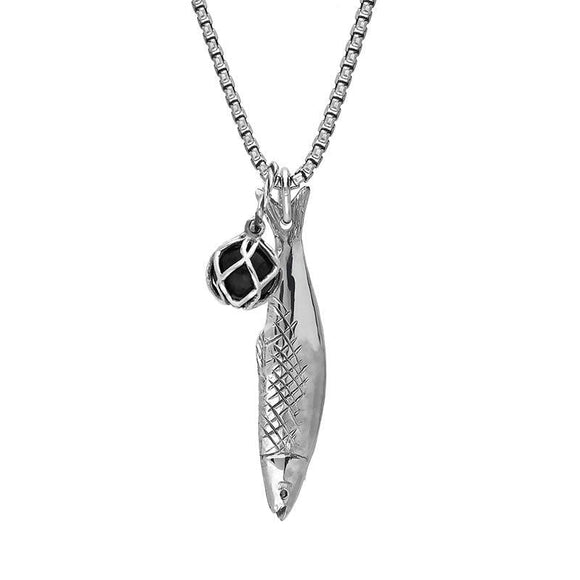 Sterling Silver Emma Stothard Silver Darling Whitby Jet Float Small Charm Necklace, P3593.