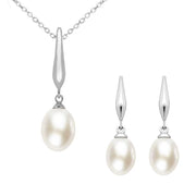 Sterling Silver Freshwater Pearl Drop Two Piece Set P1817 and E1352