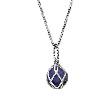 Sterling Silver Lapis Lazuli Emma Stothard Silver Darling 8mm Float Charm Necklace, P3585.