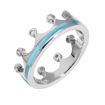 Sterling Silver Turquoise Diamond Tiara Band Ring. R1233.