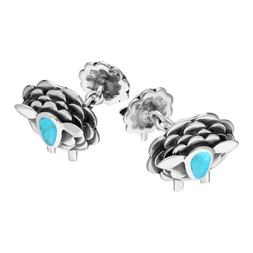 Sterling Silver Turquoise Sheep Chain Link Cufflinks, CL548.