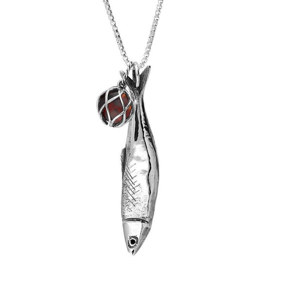 Sterling Silver Whitby Jet Emma Stothard Silver Darling Amber Float Charm Necklace, P3595.