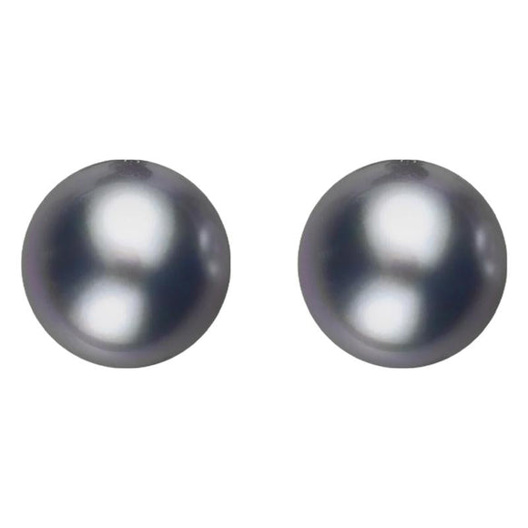 Sterling Silver 8mm Black Freshwater Pearl Stud Earrings. E620.
