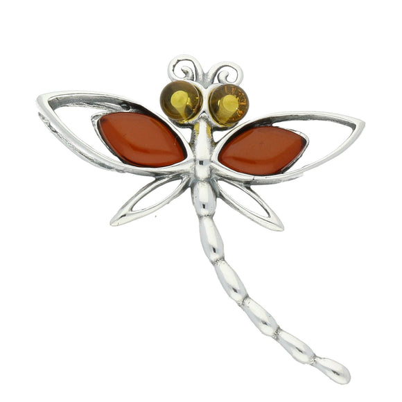 Sterling Silver Amber Dragonfly Small Necklace, P2487.
