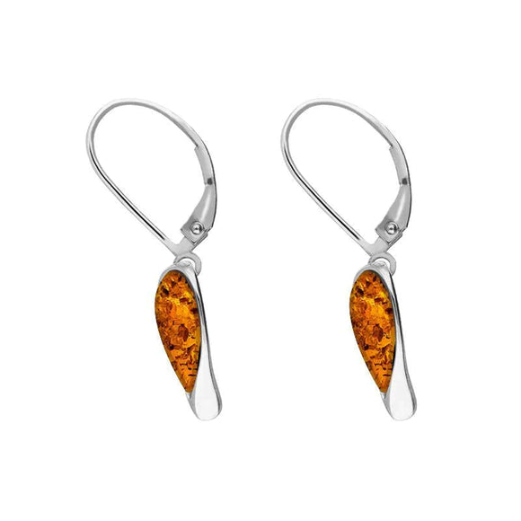 Sterling Silver Amber Heart Drop Earrings, E1872