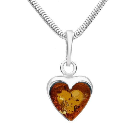 Sterling Silver Amber Heart Necklace P3150