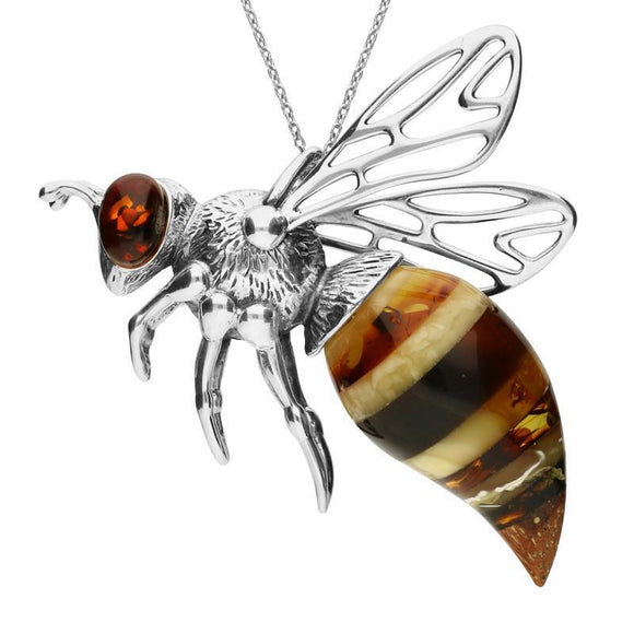 Sterling Silver Amber Honey Bee Necklace P3140