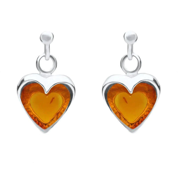 Sterling Silver Amber Small Heart Earrings E2328