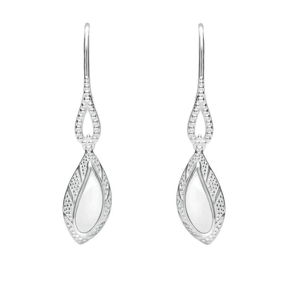 Sterling Silver Bauxite Marquise Beaded Edge Earrings E1616