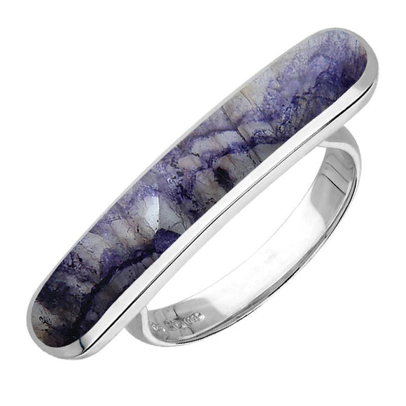 Sterling Silver Blue John Lineaire Long Oval Ring, R1005.