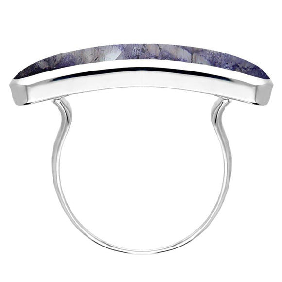 Sterling Silver Blue John Lineaire Long Oval Ring, R1005.