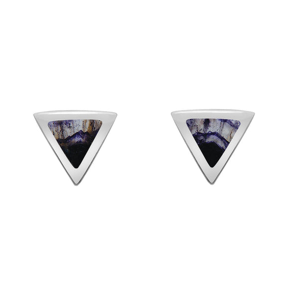 Sterling Silver Blue John Dinky Triangle Stud Earrings, E035.