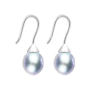 Sterling Silver Grey Pearl Hook Drop Earrings, E1358.