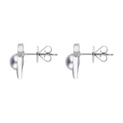 Sterling Silver Grey Pearl Open Heart Stud Earrings, E2071.