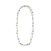 Sterling Silver Pearl Double Chain Beaded Necklace, N865.